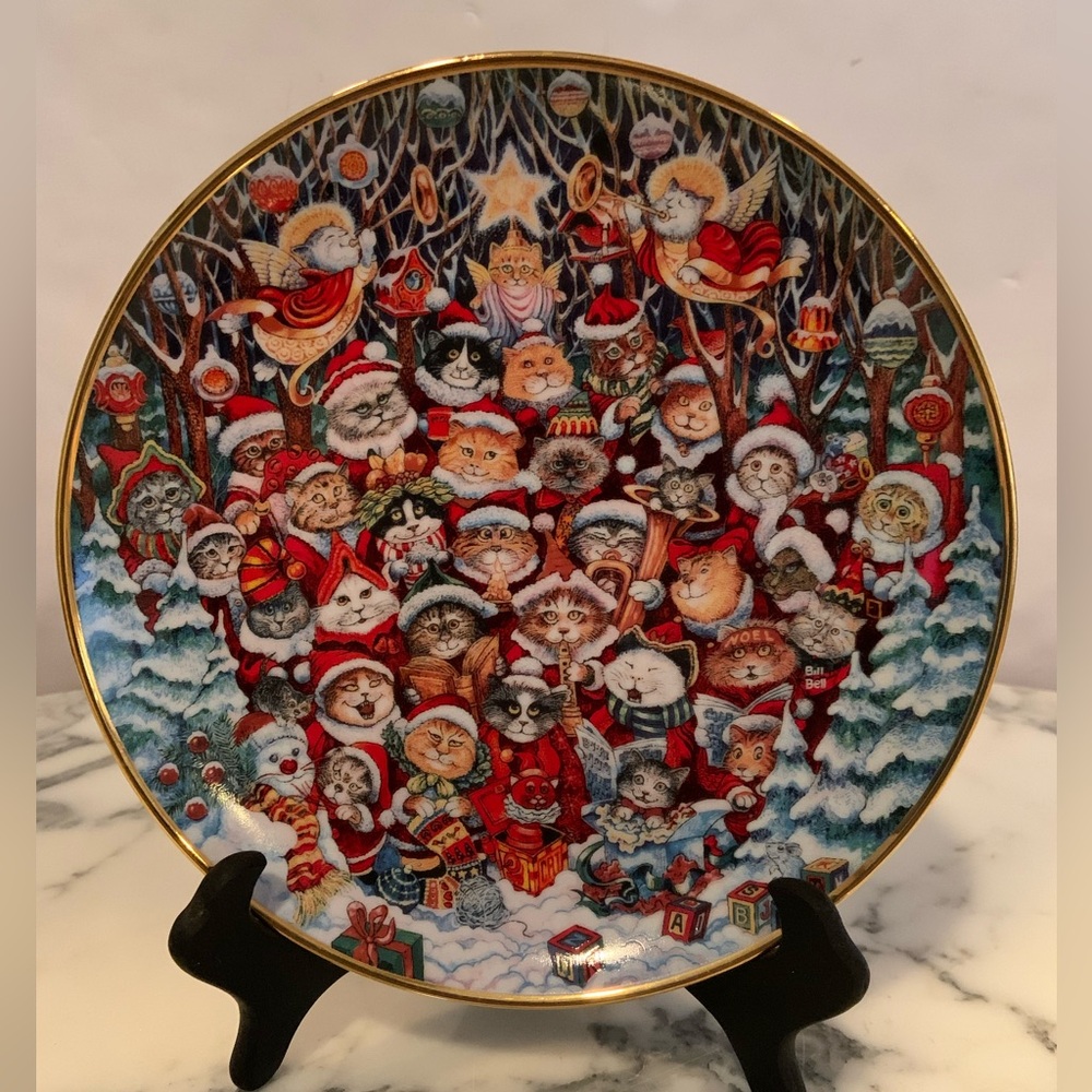Santa Claws Franklin Mint Limited Edition Collector Porcelain Plate Cat-Themed